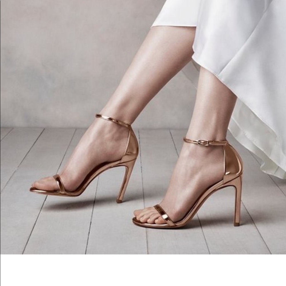 STUART WEITZMAN Nudist Sandal In Rose Gold Glass